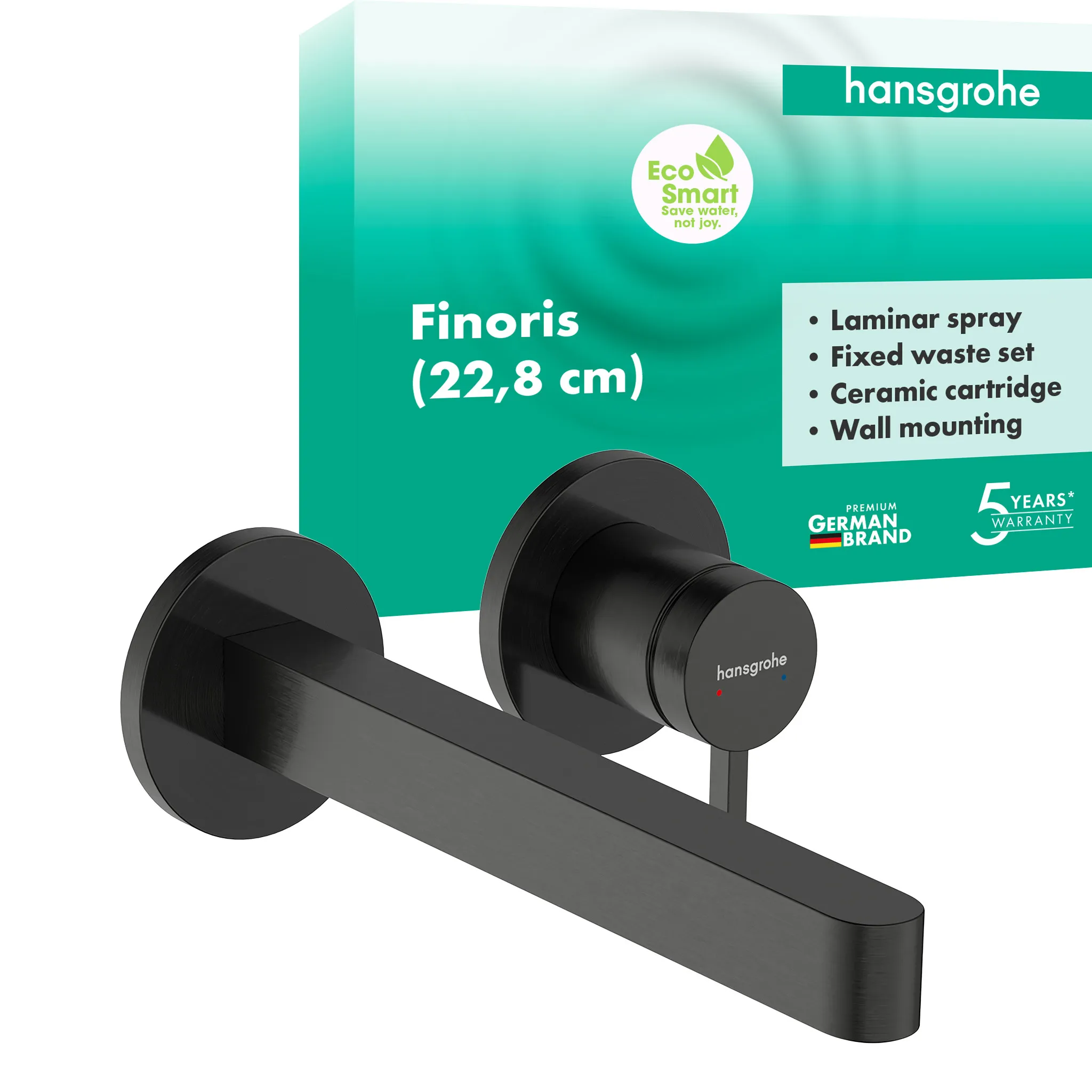 Hansgrohe Finoris Einhebel-Waschtischmischer Unterputz, Brushed Black Chrome, Ausladung 228 mm