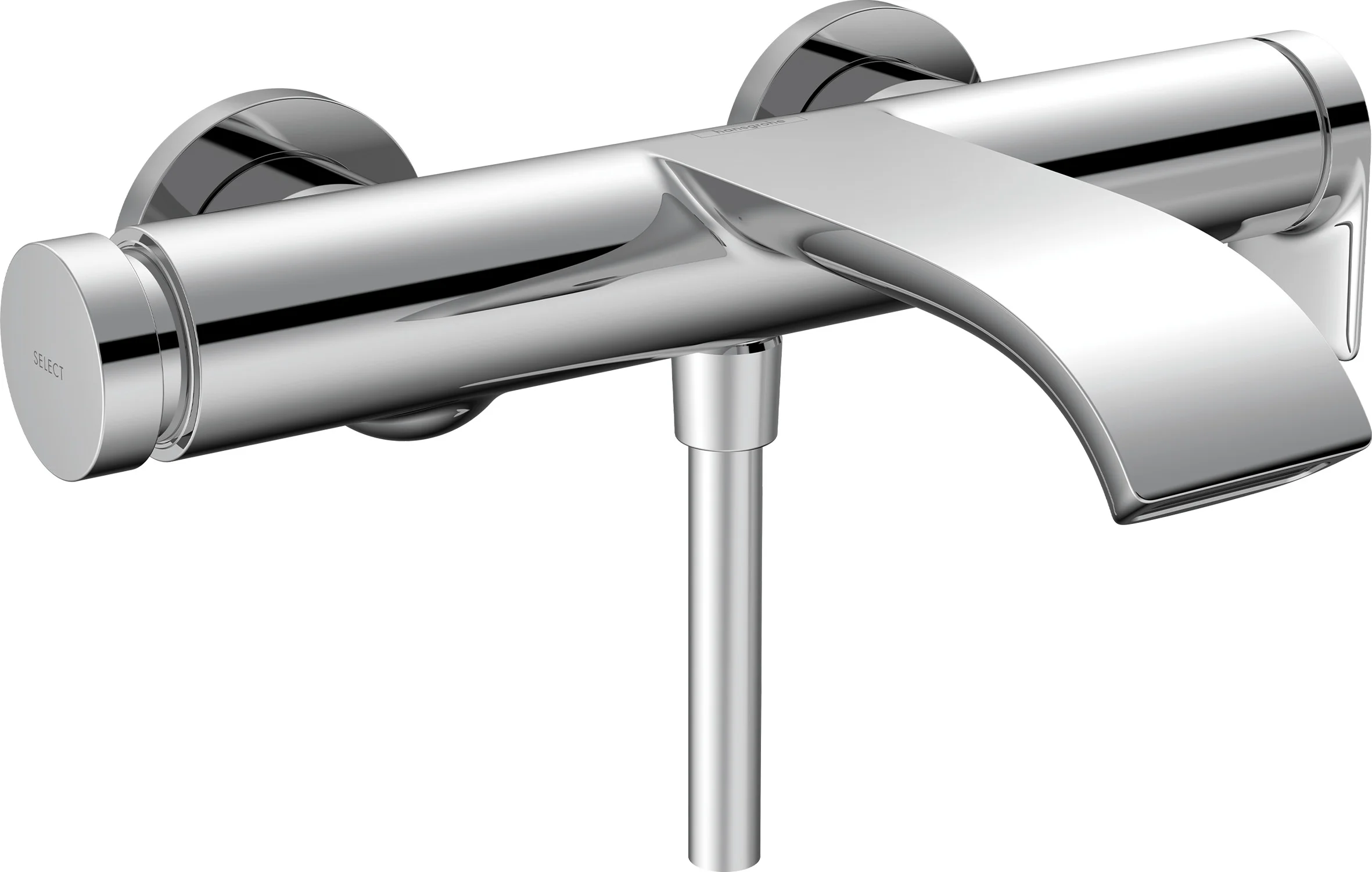 Hansgrohe Vivenis Wannenmischer Aufputz Chrom, Ausladung 216 mm, DN15 S-Anschlüsse, Keramikmischsystem, WaterfallStream Strahlart
