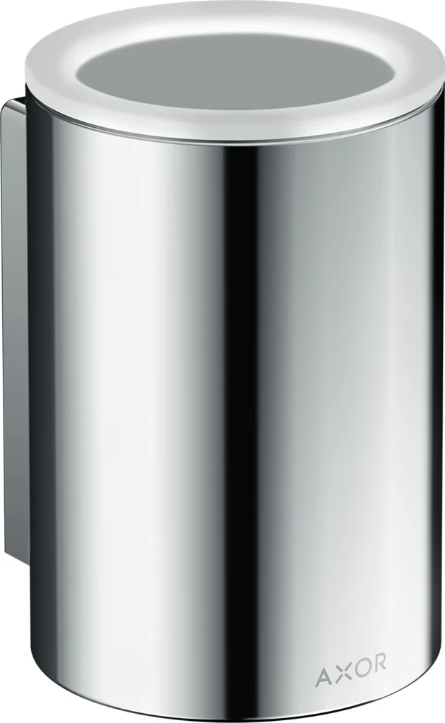 Hansgrohe AXOR Universal Circular Zahnputzbecher Chrom, Wandmontage, Metall und Glas, Bohrabstand 35 mm, Bohrloch-Durchmesser 6 mm