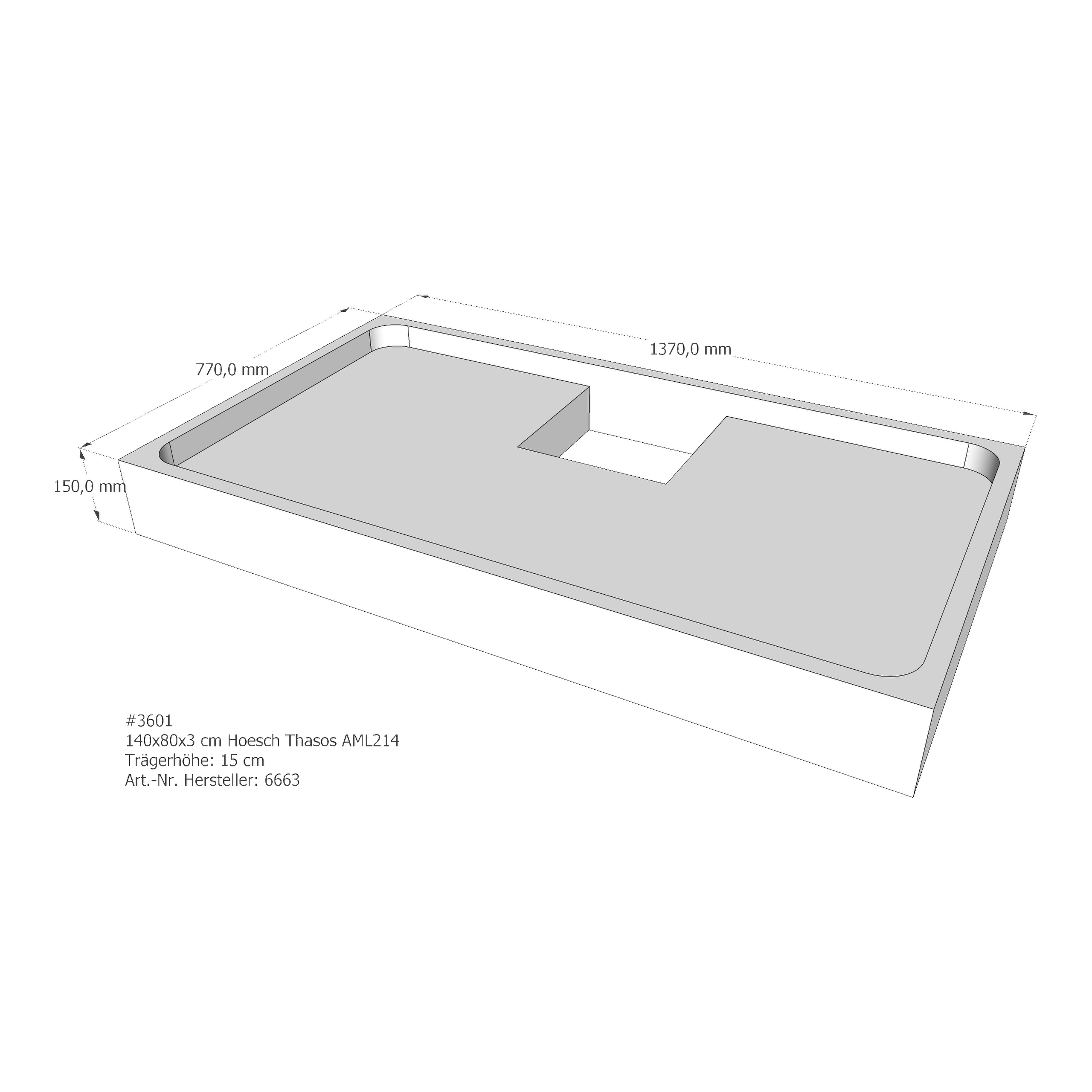 Duschwannenträger für Hoesch Thasos 140 × 80 × 3 cm