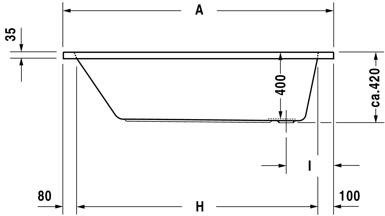 Duravit Badewanne „D-Code“ rechteck 160 × 70 cm, Fußablauf