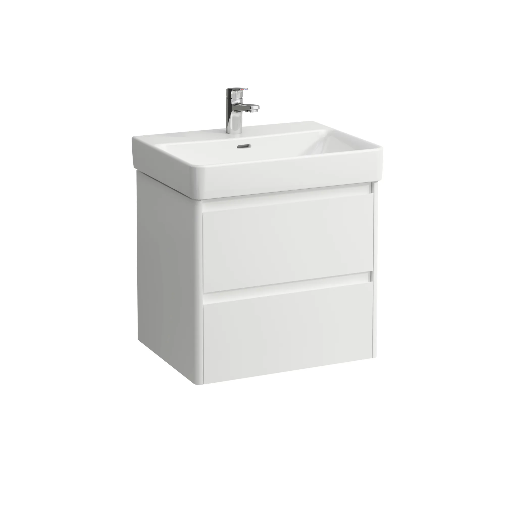 Waschtischunterbau BASE 2.0 für PRO S 446x572x515 2 Schubladen mit Griffmulde für Waschtisch H810963 weiß matt