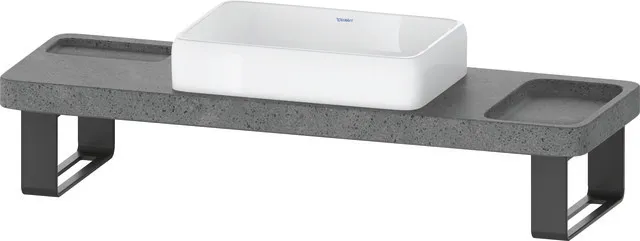 Duravit Aufsatzwaschtisch inkl. Natursteinkonsole und Konsolenträger „Qatego“ 140 × 45 × 90 cm in Weiß Hochglanz
