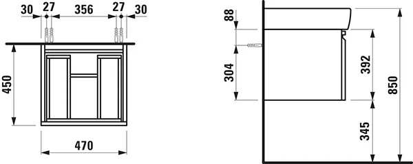 Laufen Waschtischunterbau „PRO“ 470 × 392 × 450 mm Weiß Laufen Waschtischunterbau „PRO“ 470 × 392 × 450 mm Weiß