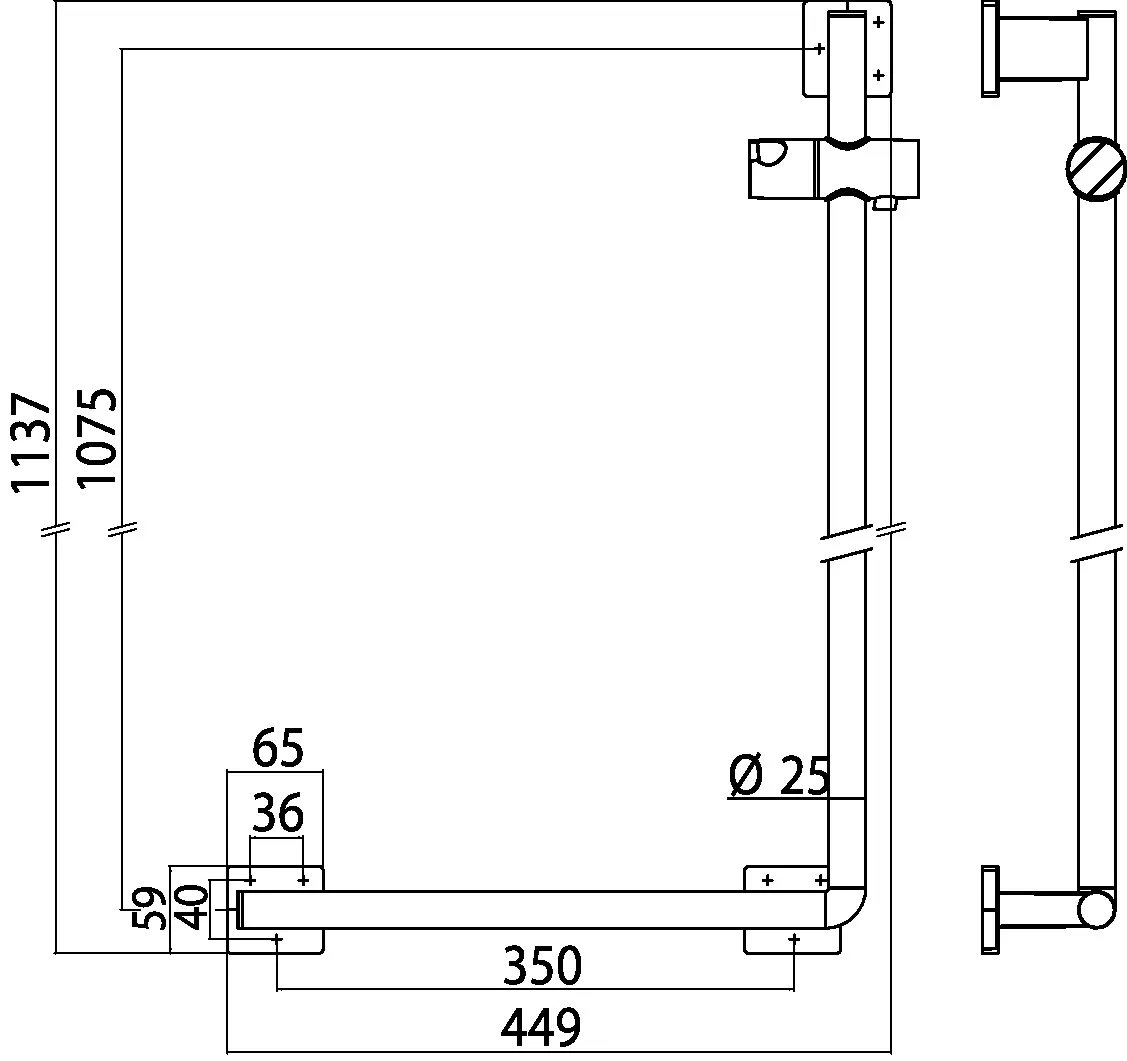 emco system 2 Dusch-Haltegriff, links, chrom, 1137 mm emco system 2 Dusch-Haltegriff, links, chrom, 1137 mm