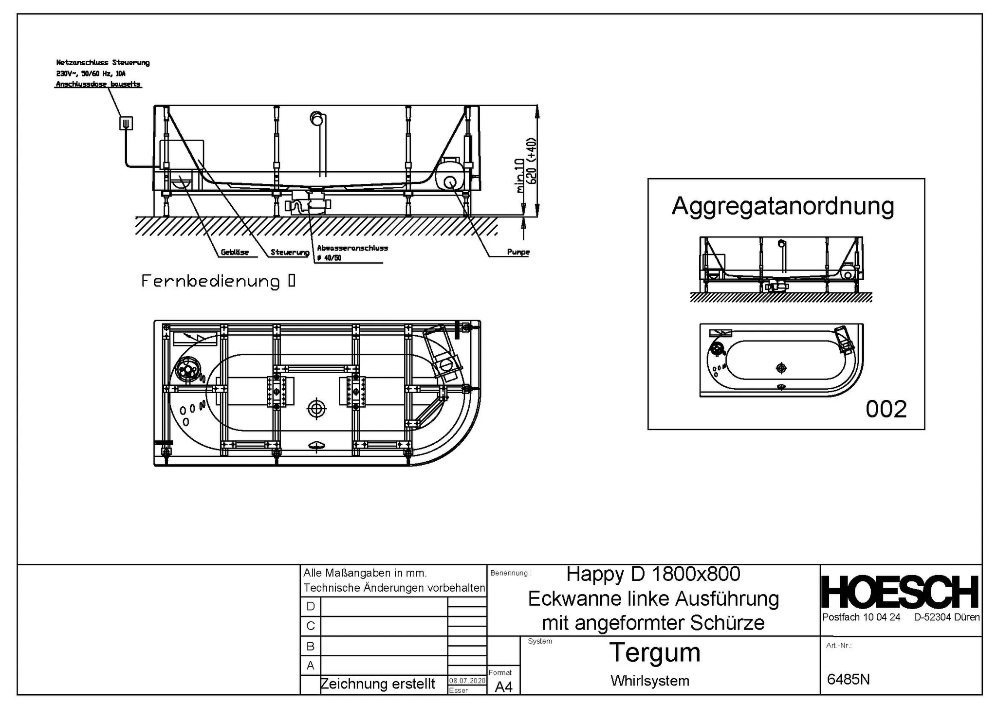 Hoesch Whirlwanne „Happy D.“ mit Whirlsystem „Tergum“ vorwand eck, asymmetrisch 180,8 × 80,8 cm in Weiß Hoesch Whirlwanne „Happy D.“ mit Whirlsystem „Tergum“ vorwand eck, asymmetrisch 180,8 × 80,8 cm in Weiß