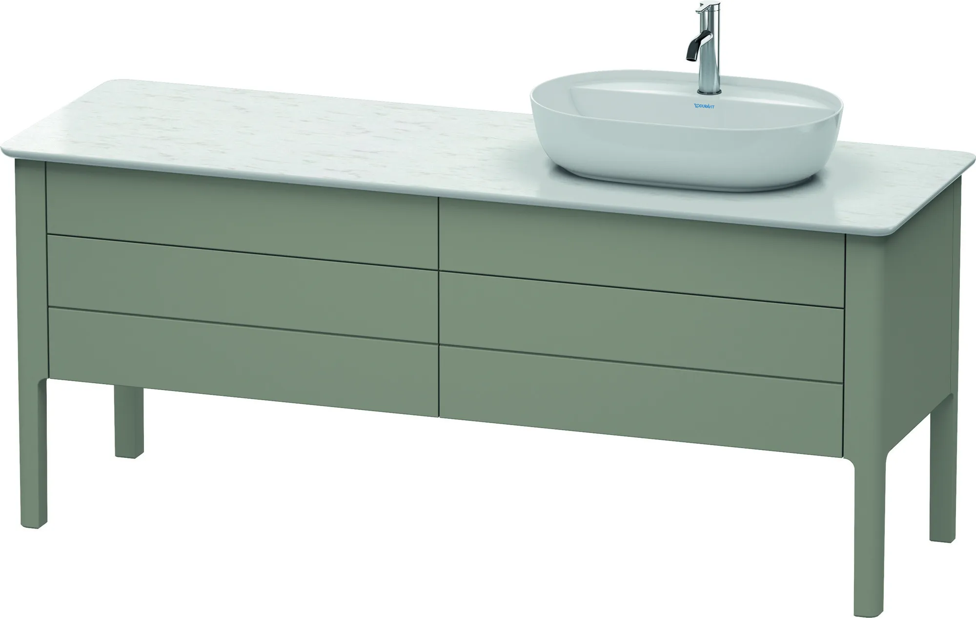 Duravit Waschtischunterschrank bodenstehend „Luv“ 173,3 × 74,3 × 57 cm Steingrau Seidenmatt Becken: rechts / Front- & Korpusfarbe: Steingrau Seidenmatt / Größe: 173,3 × 57 × 74,3 cm / Schubladen: 4