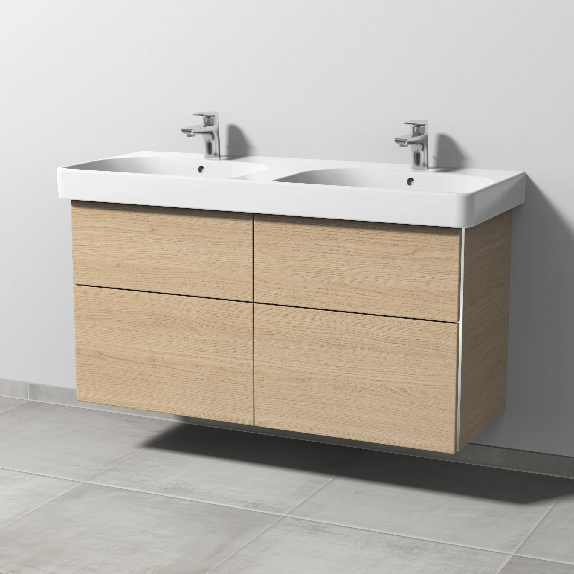 Sanipa Waschtischunterschrank „3way“ passend zu Keramik-Waschtische Smyle Square von Geberit 1130 × 593 × 442 mm in Eiche Nordic