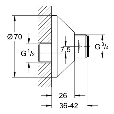 S-Anschluss 12001, 1/2'' x 3/4'', Verstellbarkeit 7,5 mm, 2 Stück, chrom S-Anschluss 12001, 1/2'' x 3/4'', Verstellbarkeit 7,5 mm, 2 Stück, chrom