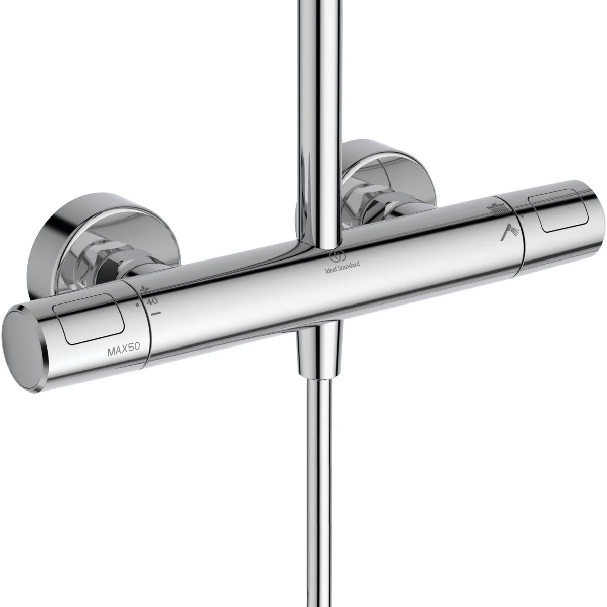 Ideal Standard Ceratherm T25+ Duschsystem mit Kopfbrause rund, Chrom, 8 Liter/Minute