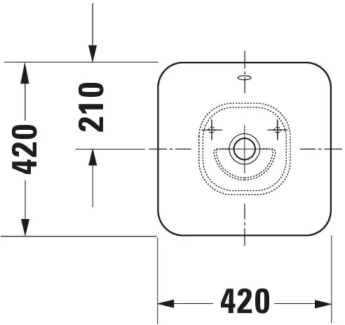 Aufsatzbecken Bacino 420 mm quadratisch, mit ÜL, ohne HLB, weiß