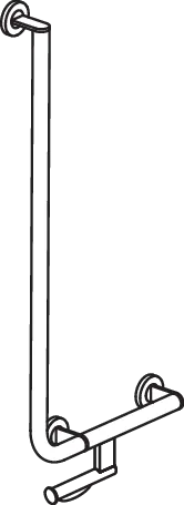 Winkelgriff mit Papierrollenhalter des Systems 900, Edelstahl, PVD, waagerechte Länge 400 mm, senkrechte Länge 900 mm, D: 32 mm, Ausführung rechts, in Farbe CK (messing glänzend) Winkelgriff mit Papierrollenhalter des Systems 900, Edelstahl, PVD, waagerechte Länge 400 mm, senkrechte Länge 900 mm, D: 32 mm, Ausführung rechts, in Farbe CK (messing glänzend)