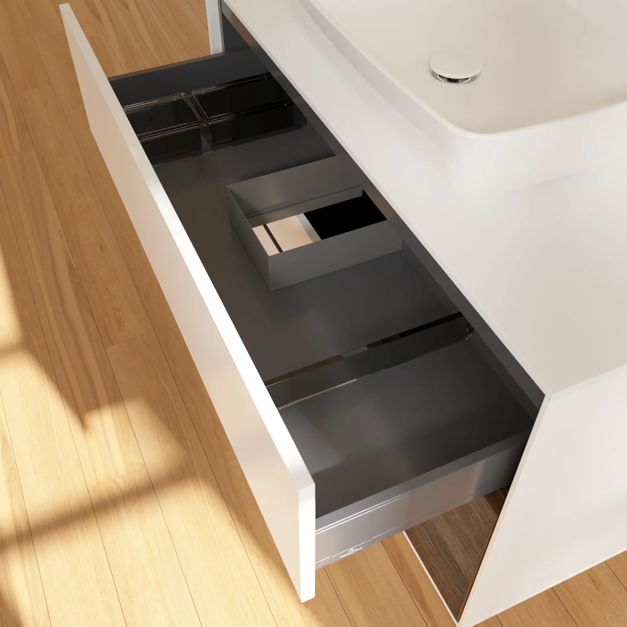 Villeroy & Boch Waschtischunterschrank „Finion“ für Schrankwaschtisch 1000 × 603 × 501 mm White Matt Lacquer, für Becken mittig, mit Hahnlochbohrung