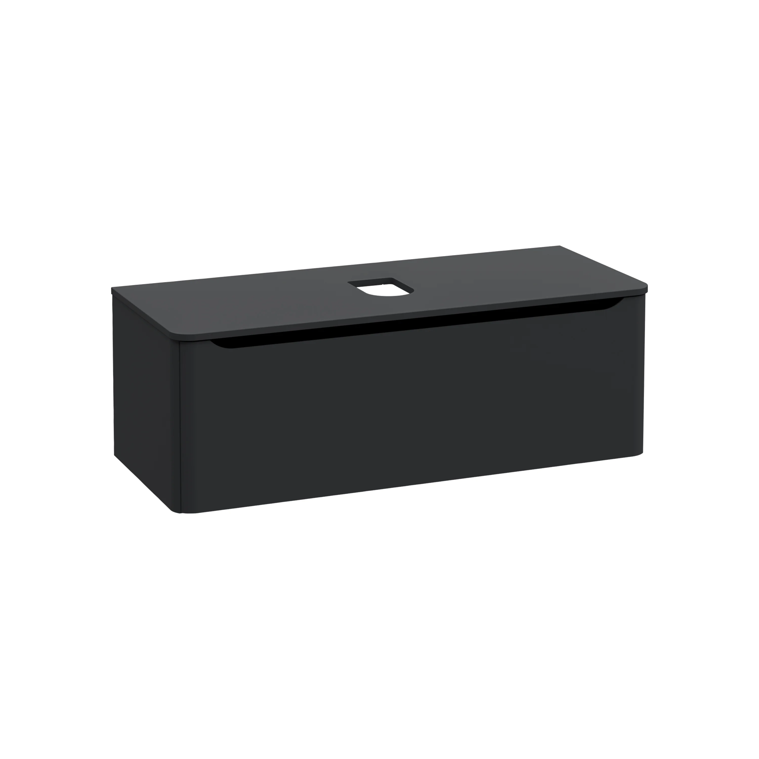 New Integra Round Waschtischunterschrank für Aufsatzwaschtisch mit 1 Vollauszug 120 x 52 x 42 cm (BxTxH) Graphit Matt