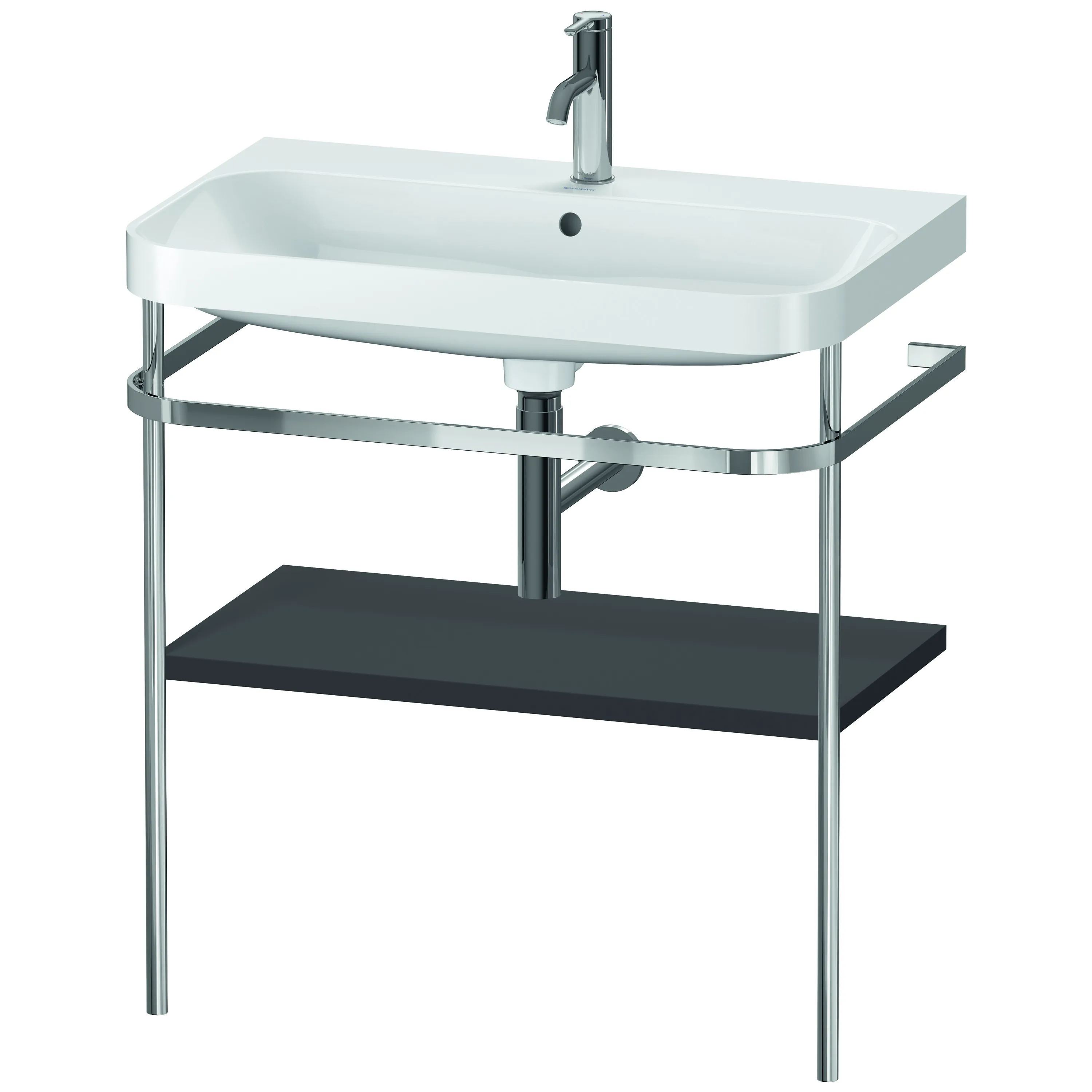 Duravit Waschtischunterschrank c-shaped Set mit Metallkonsole „Happy D.2 Plus“ 77,5 × 85 × 49 cm in Graphit Supermatt Duravit Waschtischunterschrank c-shaped Set mit Metallkonsole „Happy D.2 Plus“ 77,5 × 85 × 49 cm in Graphit Supermatt