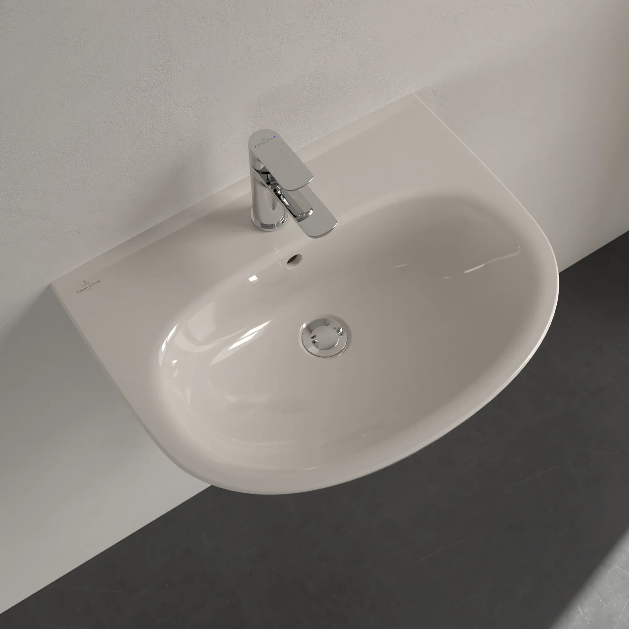 Villeroy & Boch Wandwaschtisch „O.novo“ 600 × 460 × 180 mm, für Becken mittig, Hahnlochposition mittig in Pergamon Villeroy & Boch Wandwaschtisch „O.novo“ 600 × 460 × 180 mm, für Becken mittig, Hahnlochposition mittig in Pergamon