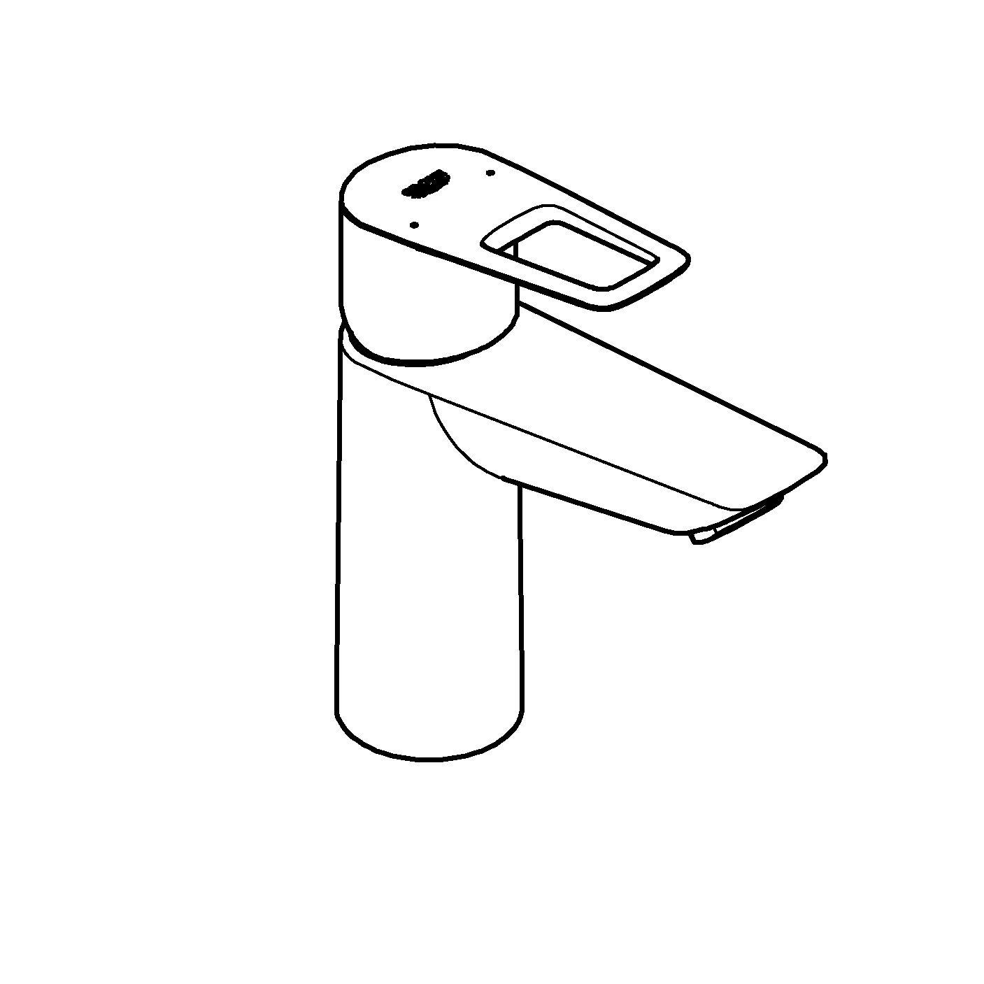 Einhand-Waschtischbatterie BauLoop 23886_1, M-Size, Einlochmontage, mit Temperaturbegrenzer, EcoJoy 5,7 l/min Mousseur, glatter Körper, Push-open Ablaufgarnitur aus Kunststoff 1 1/4″, chrom