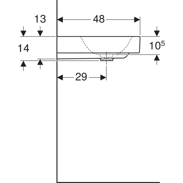 Wandwaschtisch „One“, rechteckig, Hahnlochposition mittig 120 × 48 cm mit KeraTect®