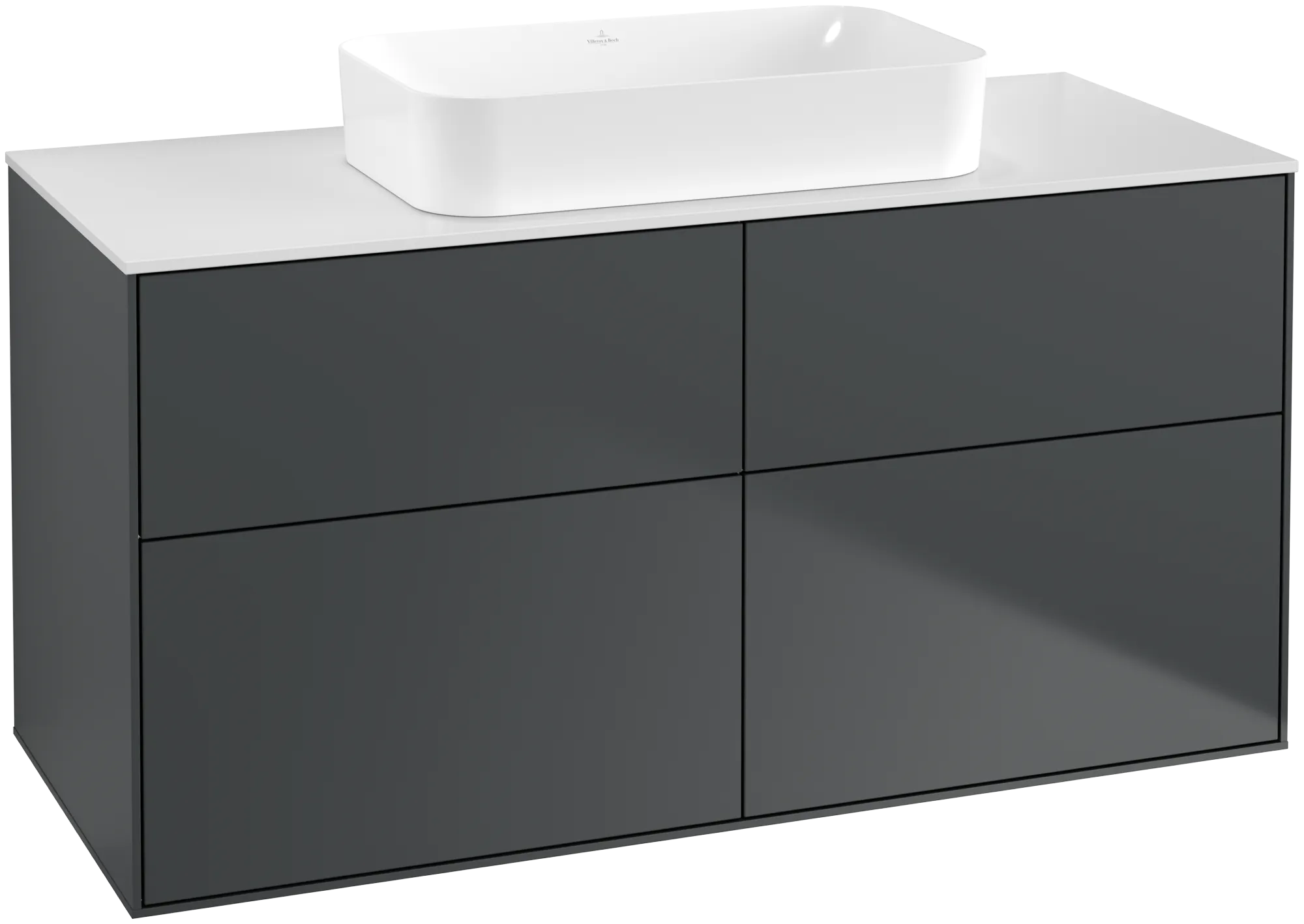 Villeroy & Boch Waschbeckenunterschrank Finion F67, 1200x603x501mm, HG Midnight Blue Matt Lacquer / Glass White Matt