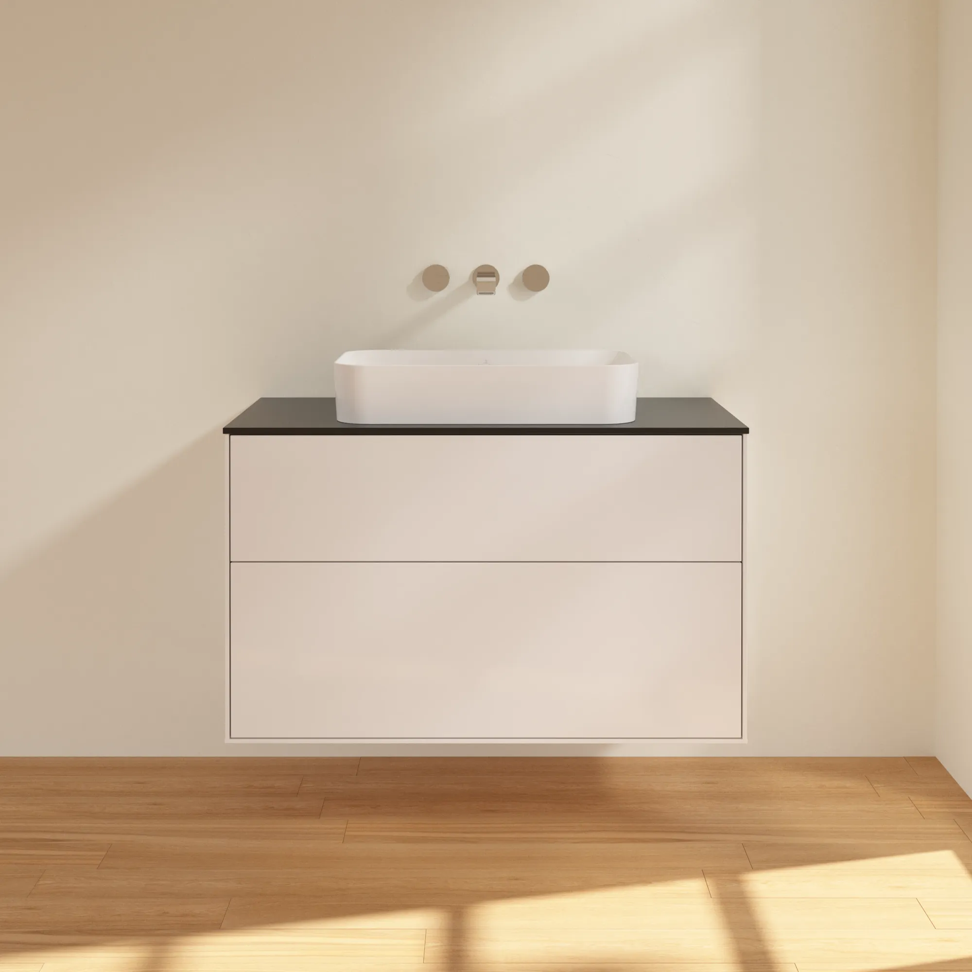 Villeroy & Boch Waschtischunterschrank „Finion“ für Schrankwaschtisch 1000 × 603 × 501 mm Glossy White Lacquer, ohne Hahnlochbohrung, für Becken mittig