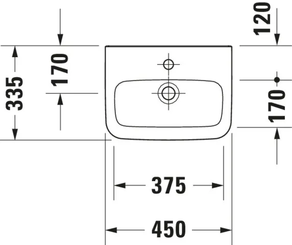 Wandwaschtisch „DuraStyle“, ohne Überlauf, Hahnlochposition mittig
