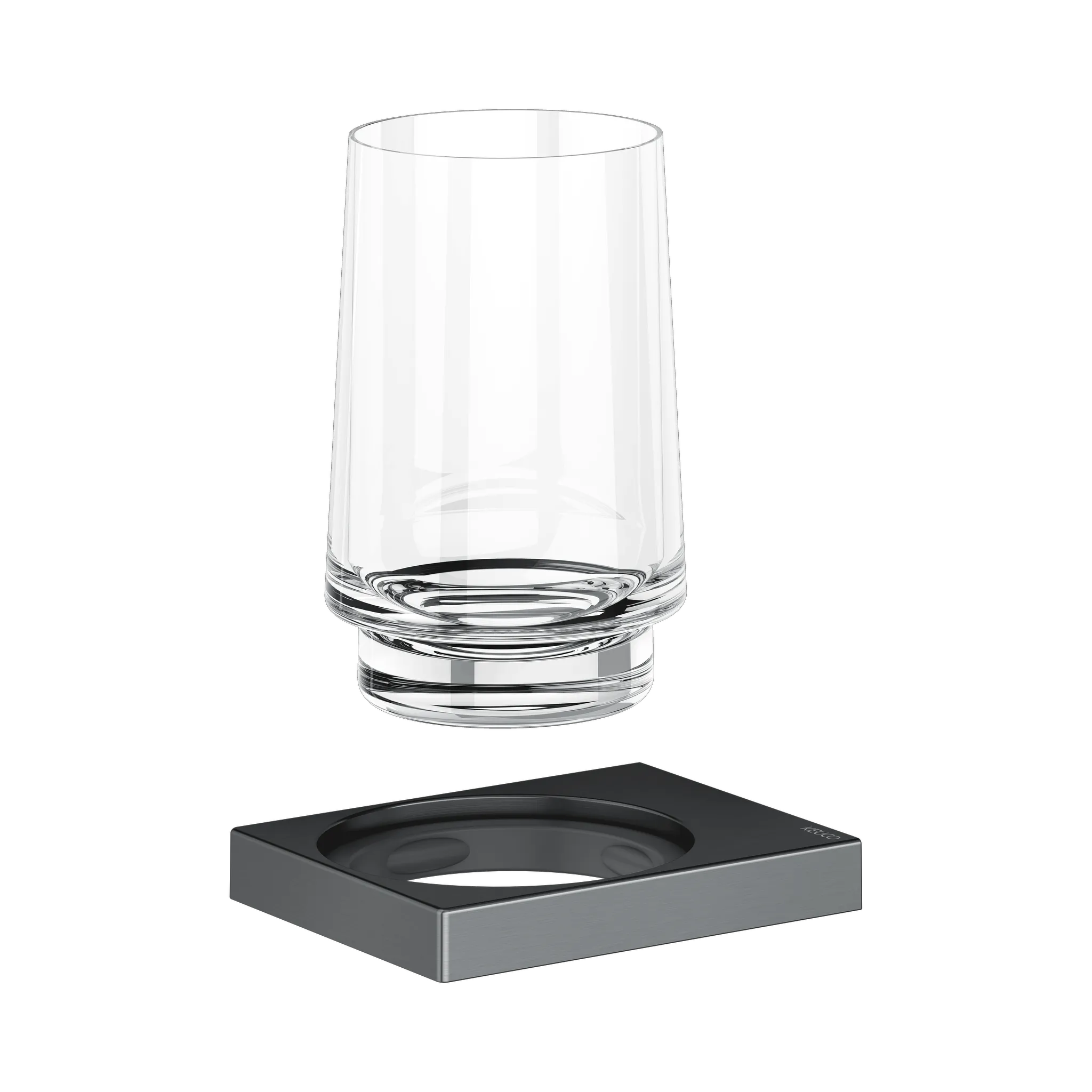 KEUCO EDITION 11 Glashalter mit Echtkristall-Glas Schwarzchrom gebürstet KEUCO EDITION 11 Glashalter mit Echtkristall-Glas Schwarzchrom gebürstet