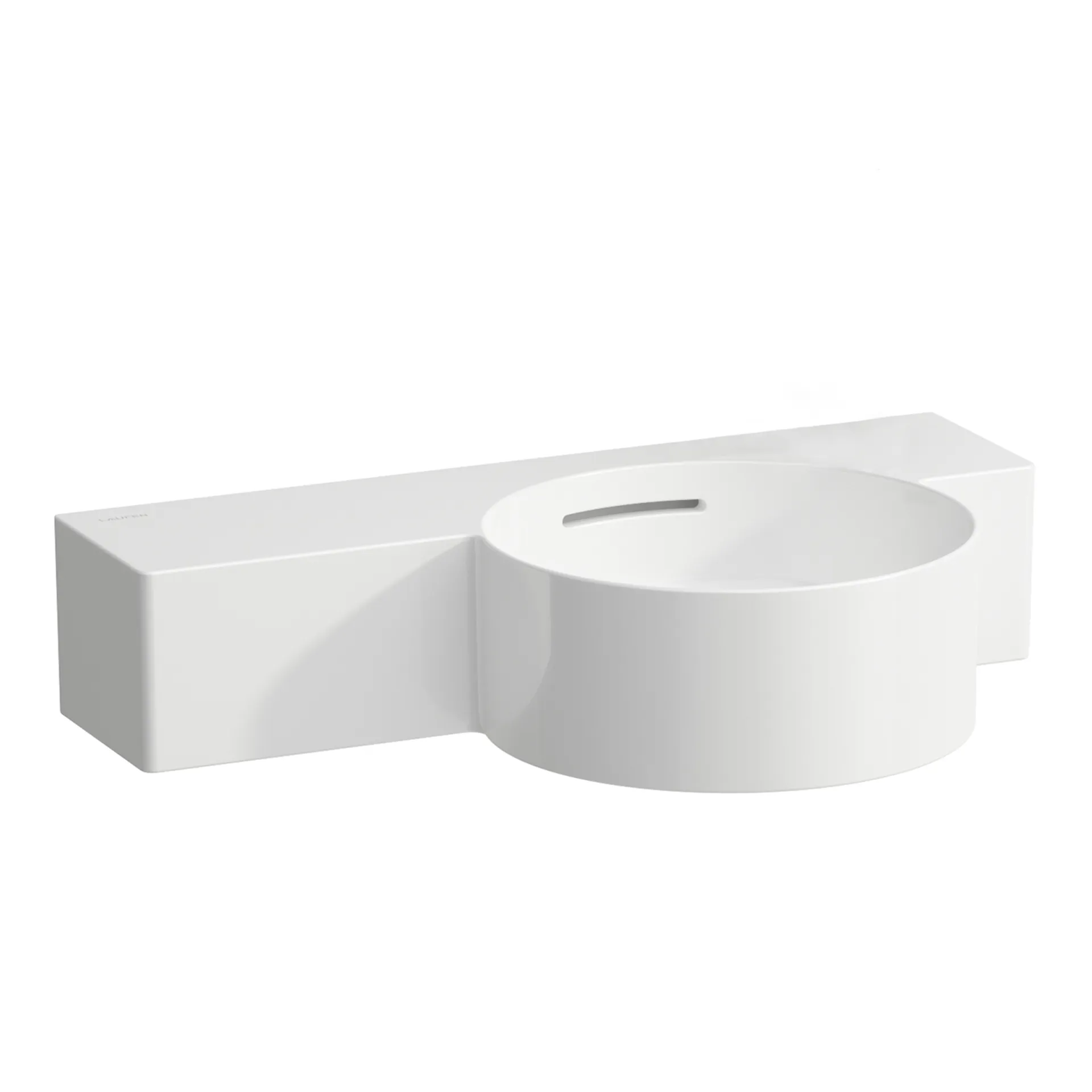 Laufen Handwaschbecken VAL 315x550x155, weiß matt, ohne Hahnloch mit Überlauf, Ablage links Laufen Handwaschbecken VAL 315x550x155, weiß matt, ohne Hahnloch mit Überlauf, Ablage links