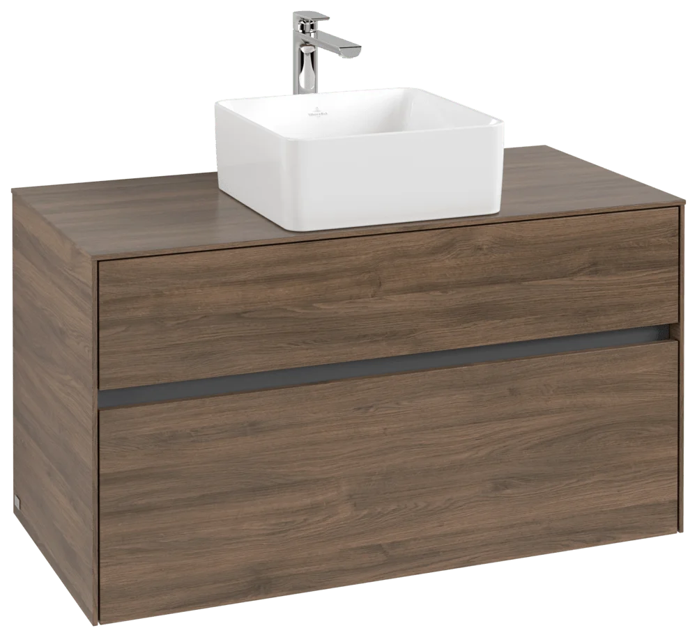 Villeroy & Boch Waschbeckenunterschrank Collaro C03800 Arizona Oak, 1000x548x500 mm, Eckig, mit SoftClosing, 2 Auszüge, mittiges Waschbecken Villeroy & Boch Waschbeckenunterschrank Collaro C03800 Arizona Oak, 1000x548x500 mm, Eckig, mit SoftClosing, 2 Auszüge, mittiges Waschbecken
