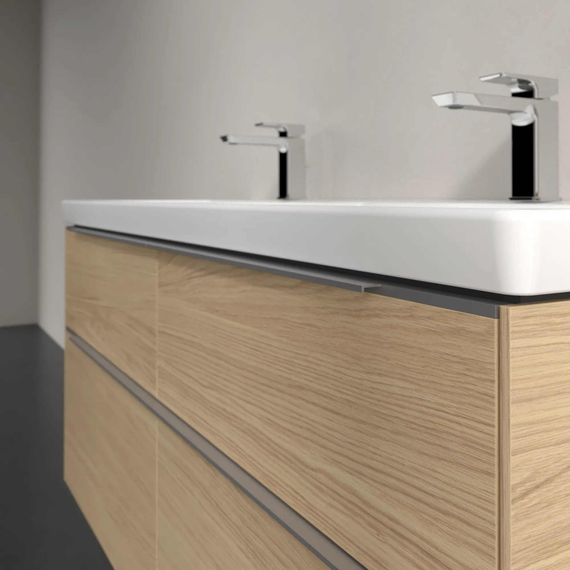 Villeroy & Boch Waschtischunterschrank „Subway 3.0“ für Schrank-Doppelwaschtisch 1272 × 576 × 478 mm Nordic Oak, für links und rechts