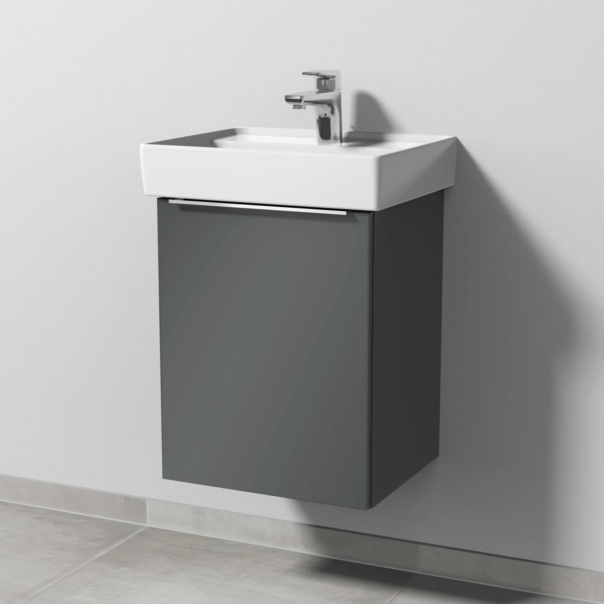 Sanipa Waschtischunterschrank „3way“ passend zu Keramik-Waschtische Collaro von Villeroy & Boch 400 × 517 × 347 mm in Anthrazit (glanz), Anschlag links Sanipa Waschtischunterschrank „3way“ passend zu Keramik-Waschtische Collaro von Villeroy & Boch 400 × 517 × 347 mm in Anthrazit (glanz), Anschlag links