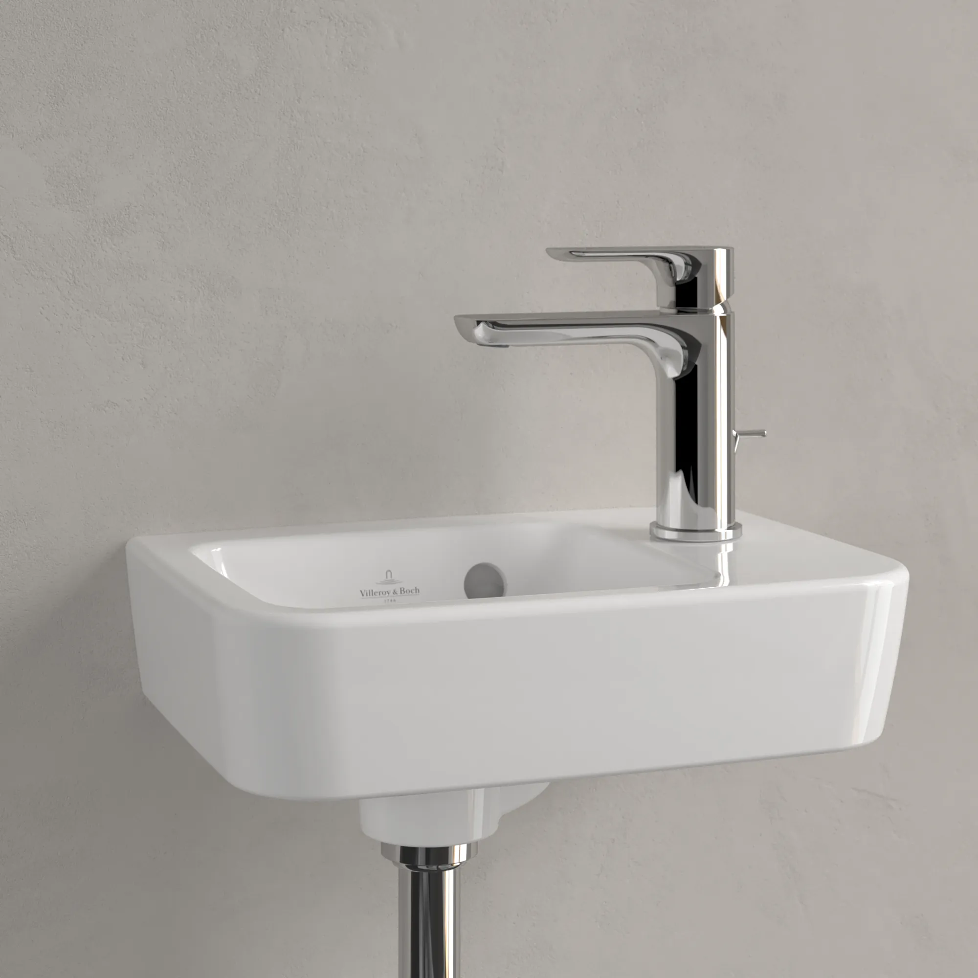 Villeroy & Boch Handwaschbecken „O.novo“ Compact 360 × 250 × 145 mm, Hahnlochposition rechts, für Becken links, mit Hahnlochbohrung in Weiß Alpin Villeroy & Boch Handwaschbecken „O.novo“ Compact 360 × 250 × 145 mm, Hahnlochposition rechts, für Becken links, mit Hahnlochbohrung in Weiß Alpin