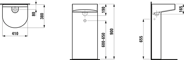 Waschtisch freistehend SONAR 380x410x900 ohne Hahnloch ohne Überlauf weiß Waschtisch freistehend SONAR 380x410x900 ohne Hahnloch ohne Überlauf weiß