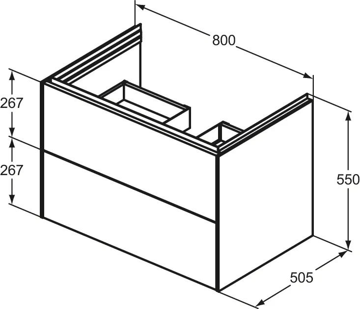 Ideal Standard Waschtischunterschrank „Conca“ 80 × 55,5 × 50,5 cm Eiche hell Furnier Ideal Standard Waschtischunterschrank „Conca“ 80 × 55,5 × 50,5 cm Eiche hell Furnier