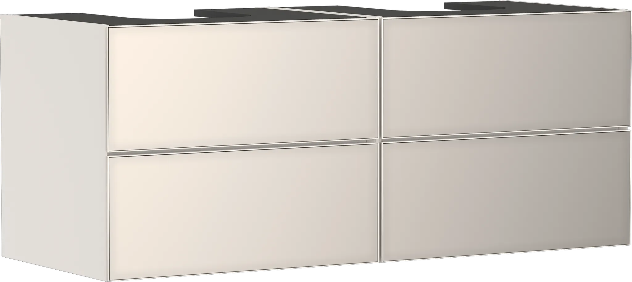 Xevolos E Waschtischunterschrank Sandbeige Matt 1370/550 mit 4 Schubkästen für Konsolen mit 2 Aufsatzwaschtischen geschliffen Bronze Struktur