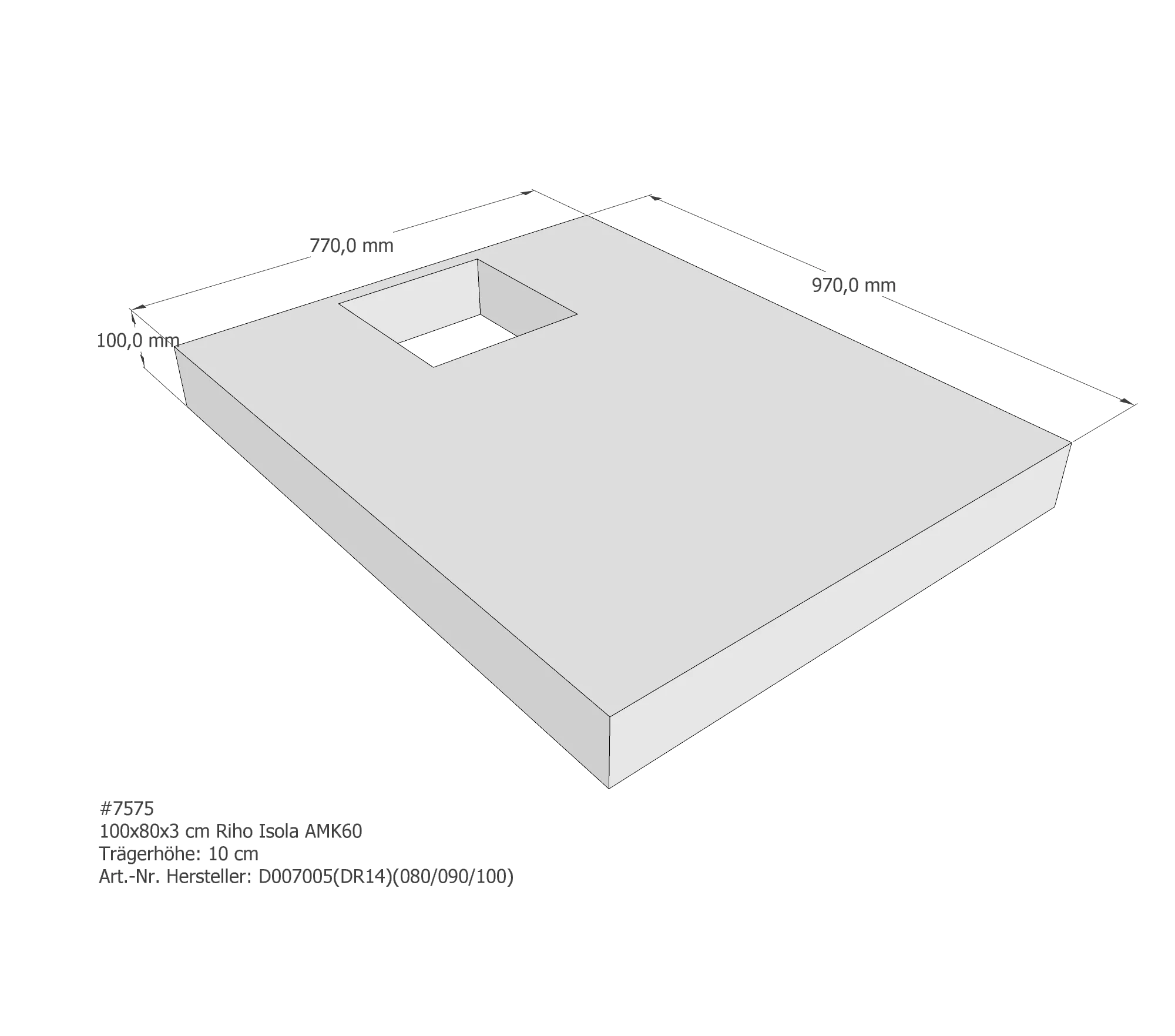 Duschwannenträger passend für Riho Isola 100 × 80 × 3 cm