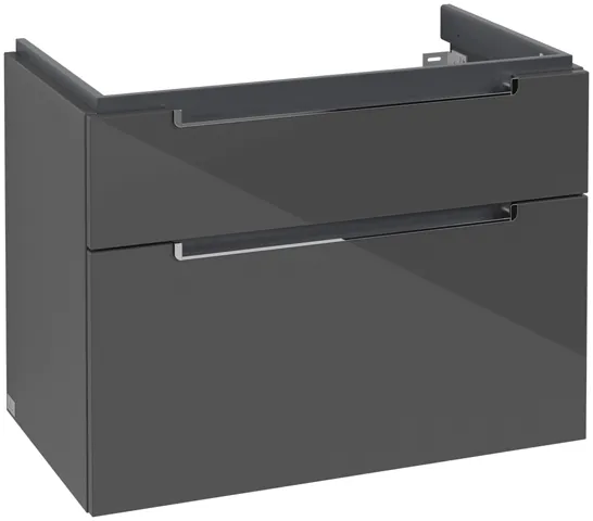 Villeroy & Boch Waschtischunterschrank „Subway 2.0“ 787 × 590 × 449 mm Glossy Grey, für Becken mittig, ohne Beleuchtung