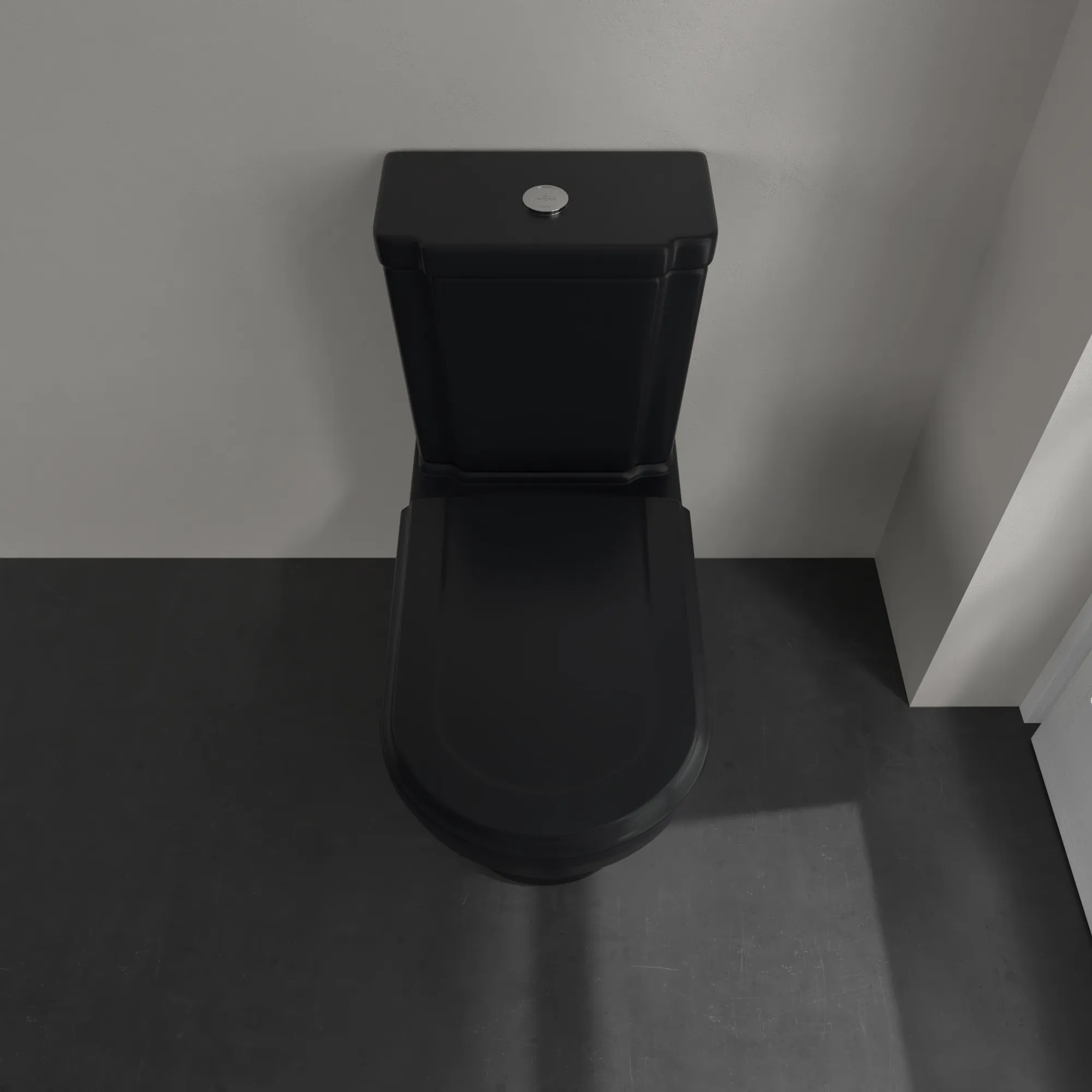 Stand-Tiefspül-WC für Kombination mit Spülkasten „Hommage“ 37 × 39 × 72,5 cm in Pure Black mit CeramicPlus, mit Spülrand Stand-Tiefspül-WC für Kombination mit Spülkasten „Hommage“ 37 × 39 × 72,5 cm in Pure Black mit CeramicPlus, mit Spülrand