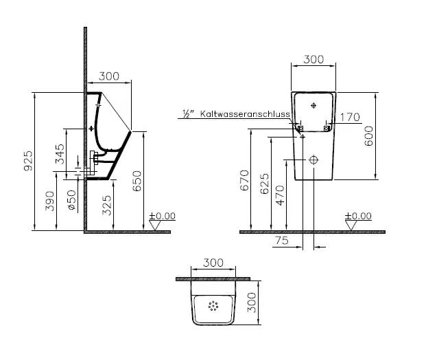VitrA S20 Urinal Comfort ohne Spülrand, 30 x 30 x 60 cm, Weiß Hochglanz VitrA S20 Urinal Comfort ohne Spülrand, 30 x 30 x 60 cm, Weiß Hochglanz
