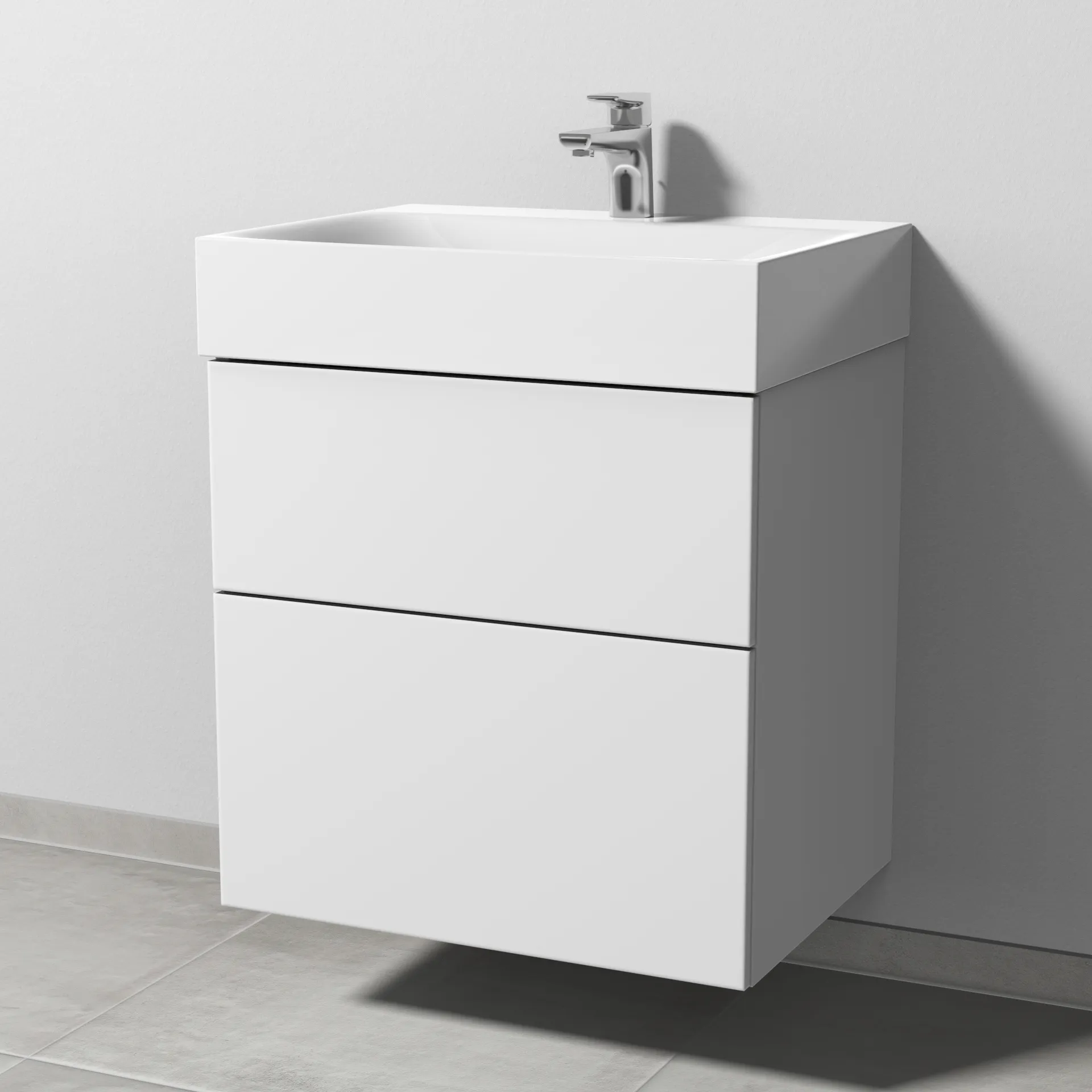 Sanipa Waschtischunterschrank „3way“ passend zu Stahl-Email-Waschtische Silenio von Kaldewei 590 × 582 × 452 mm in Weiß-Soft