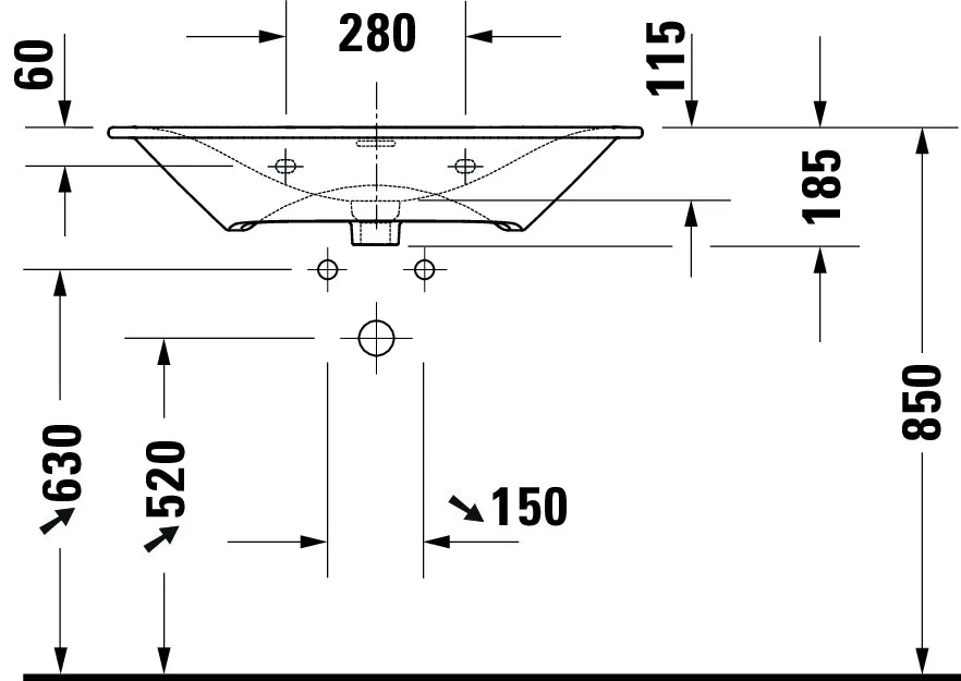 Möbelwaschtisch Viu 830mm, Weiß mitÜL, mitHLB, 1 HL.