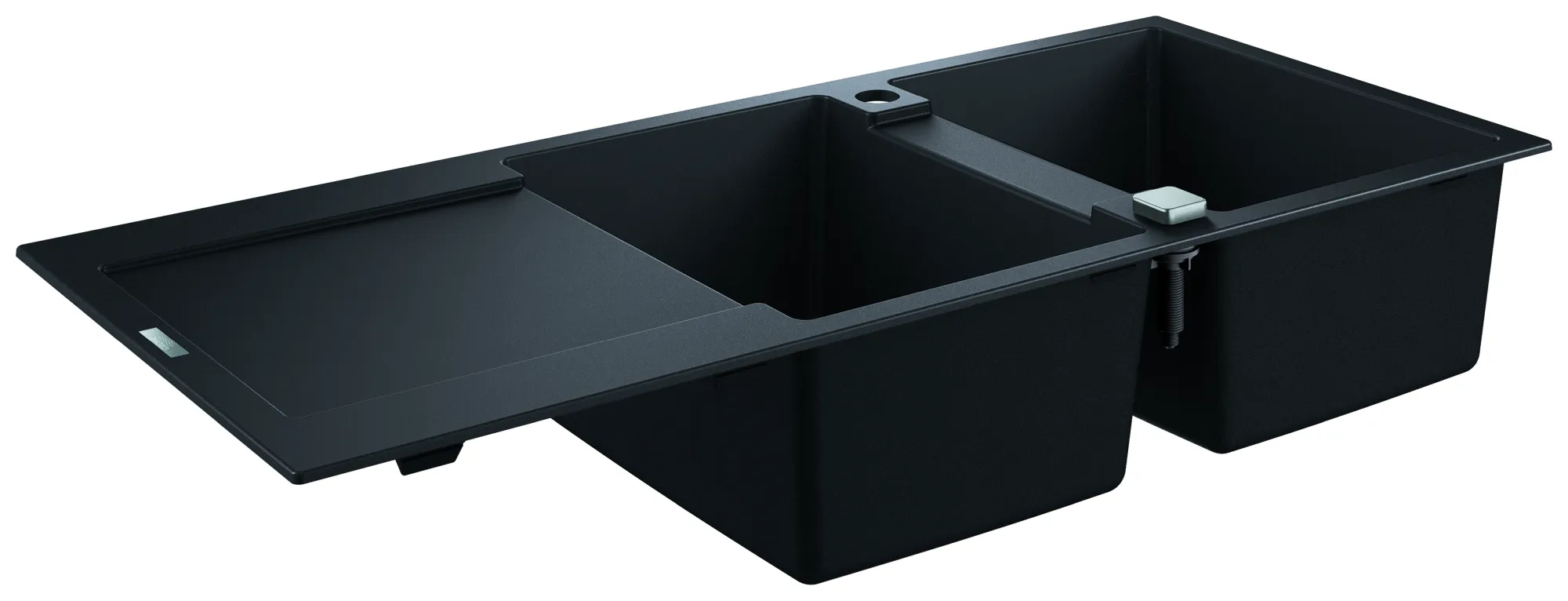 Kompositspüle K500 31647, mit Abtropffläche, Modell: K500 80-C 116/50 2.0 rev, Montageart: Standard-Einbauspüle, Maße: 1160 x 500 mm, 1 Becken: 330 x 440 x 200 mm, 2 Becken: 330 x 440 x 200 mm, granit schwarz Kompositspüle K500 31647, mit Abtropffläche, Modell: K500 80-C 116/50 2.0 rev, Montageart: Standard-Einbauspüle, Maße: 1160 x 500 mm, 1 Becken: 330 x 440 x 200 mm, 2 Becken: 330 x 440 x 200 mm, granit schwarz