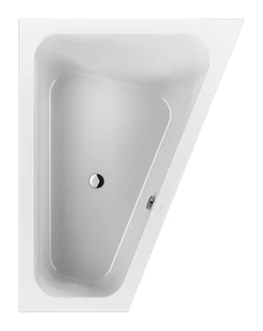 Villeroy & Boch Badewanne mit eckiger Innenform und umlaufenden Wannenrand „Loop & Friends“ trapez 175 × 135 cm, rechts, Mittelablauf in Weiß Alpin