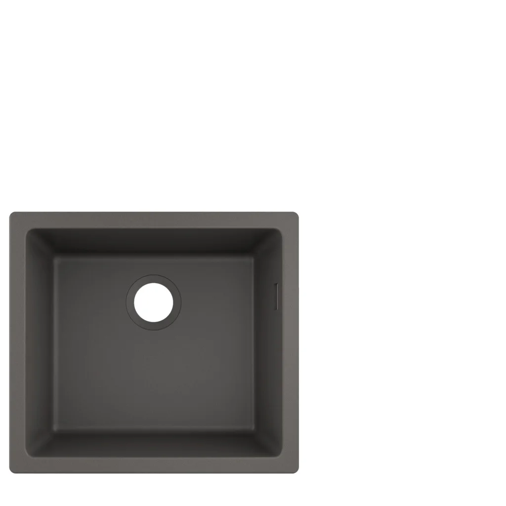 Hansgrohe S51 Unterbauspüle 450 mm, Steingrau – hochwertige SilicaTec-Spüle mit seitlichem Überlauf und 7 mm Wandstärke Hansgrohe S51 Unterbauspüle 450 mm, Steingrau – hochwertige SilicaTec-Spüle mit seitlichem Überlauf und 7 mm Wandstärke