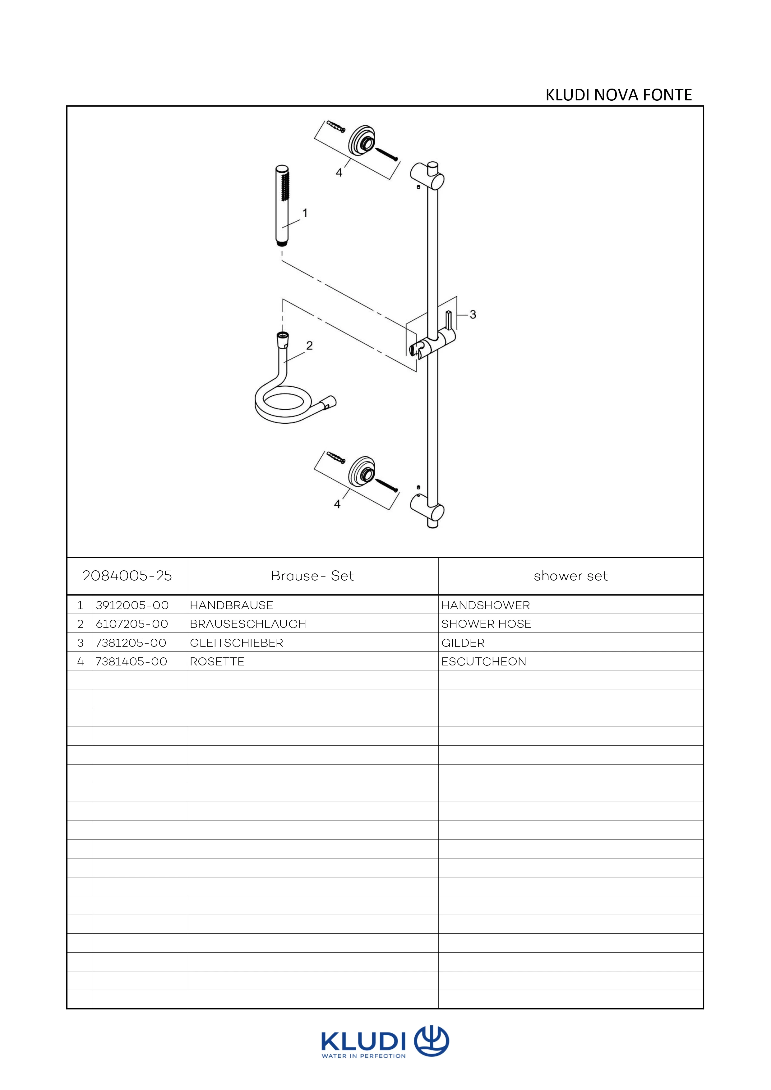 NOVA FONTE Classic Brause-Set 1S 900 MM chrom