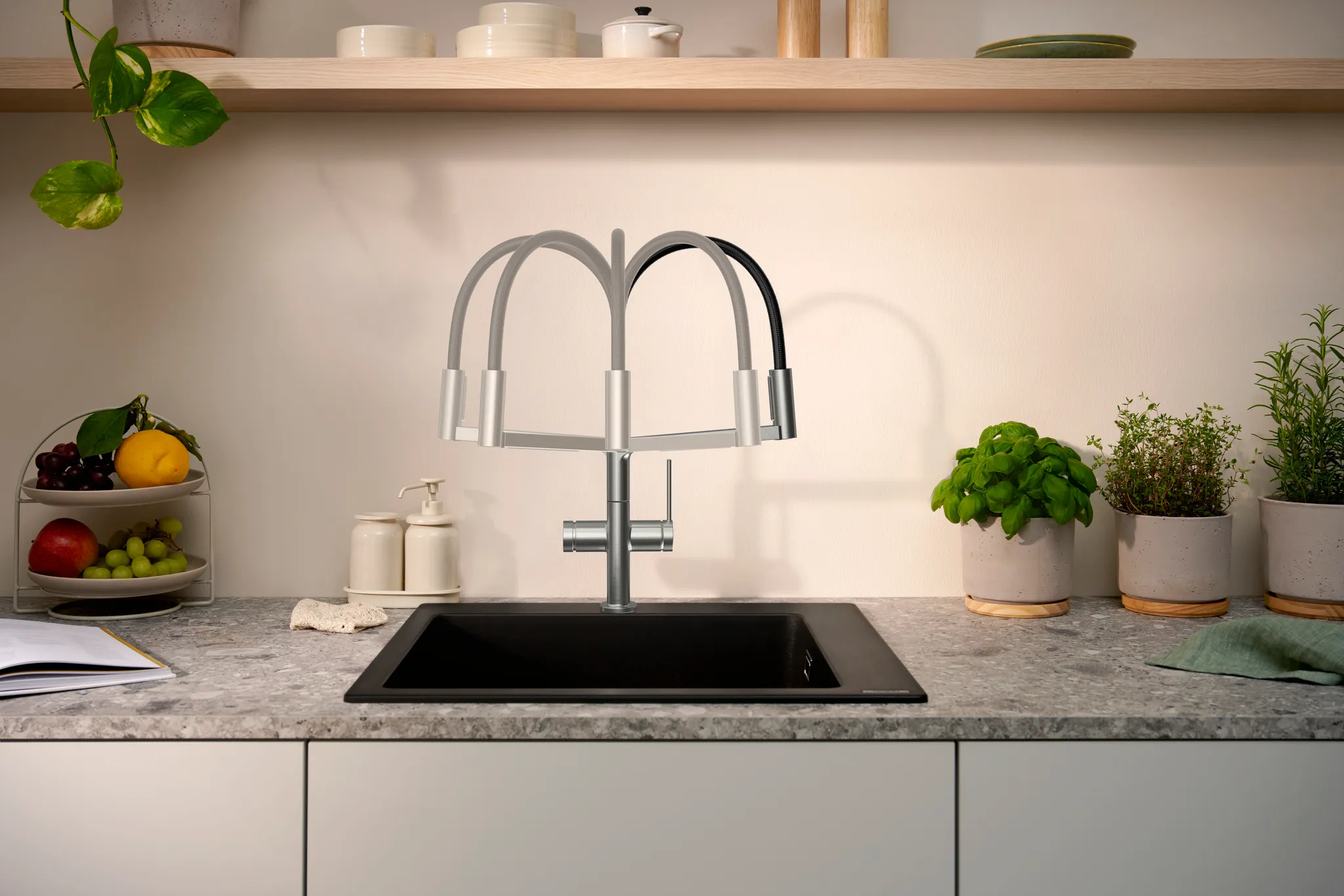 Hansgrohe Talis Select M54 PowderSpray Einhebel-Küchenmischer Semi-Pro, Brushed Black Chrome Hansgrohe Talis Select M54 PowderSpray Einhebel-Küchenmischer Semi-Pro, Brushed Black Chrome