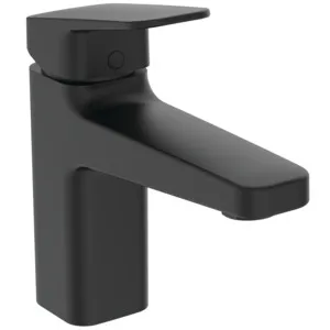Ideal Standard Waschtischarmatur Ceraplan H90 mit Ablaufgarnitur Ausladung 124mm BlueStart Silk Black