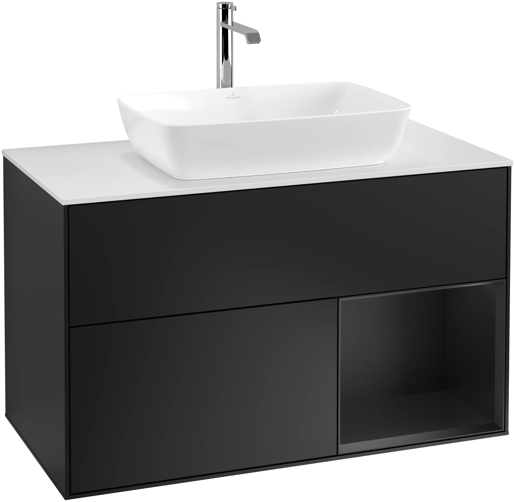 Villeroy & Boch Finion Waschbeckenunterschrank G78 1000x603x501mm Black Matt/Glass White Matt