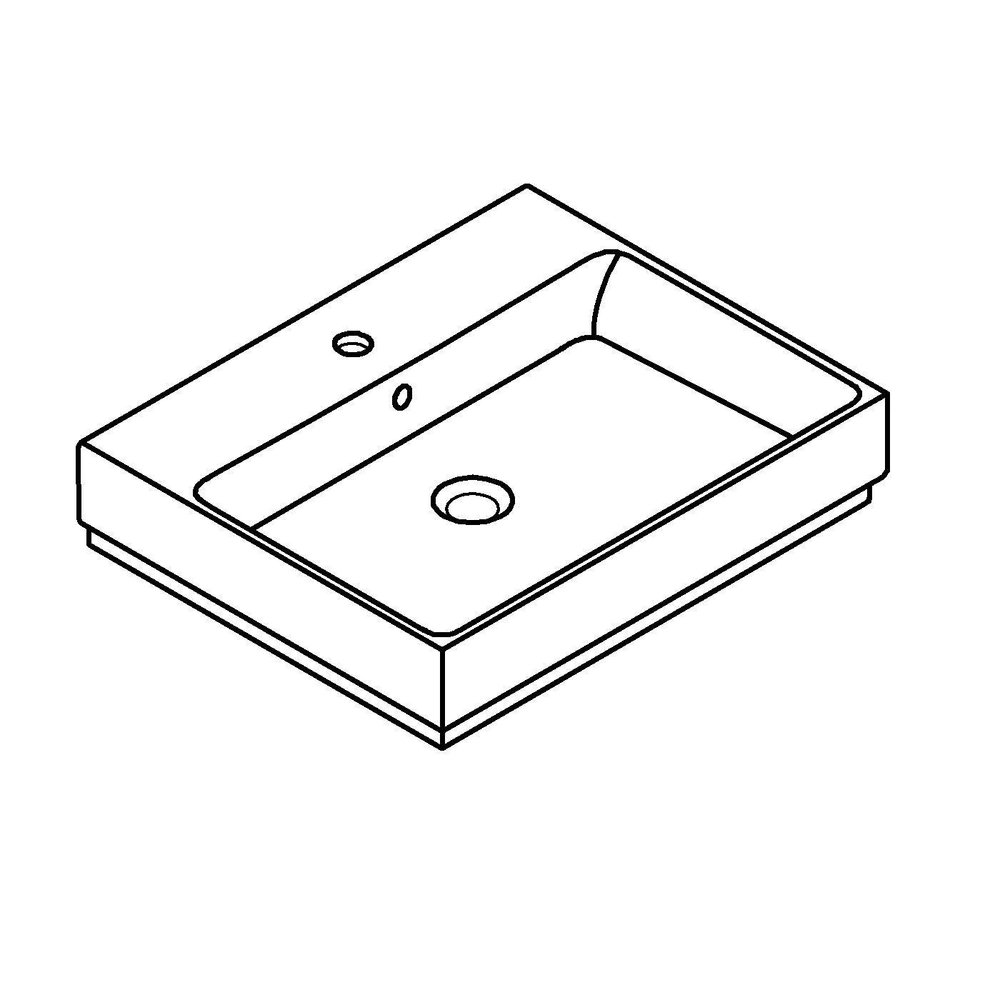 Waschtisch Cube Keramik 39473_H, wandhängend, 600 x 490 mm, 1 Hahnloch, 2 weitere vorgestochen, mit Überlauf, PureGuard Hygieneoberfläche, aus Sanitärkeramik, alpinweiß