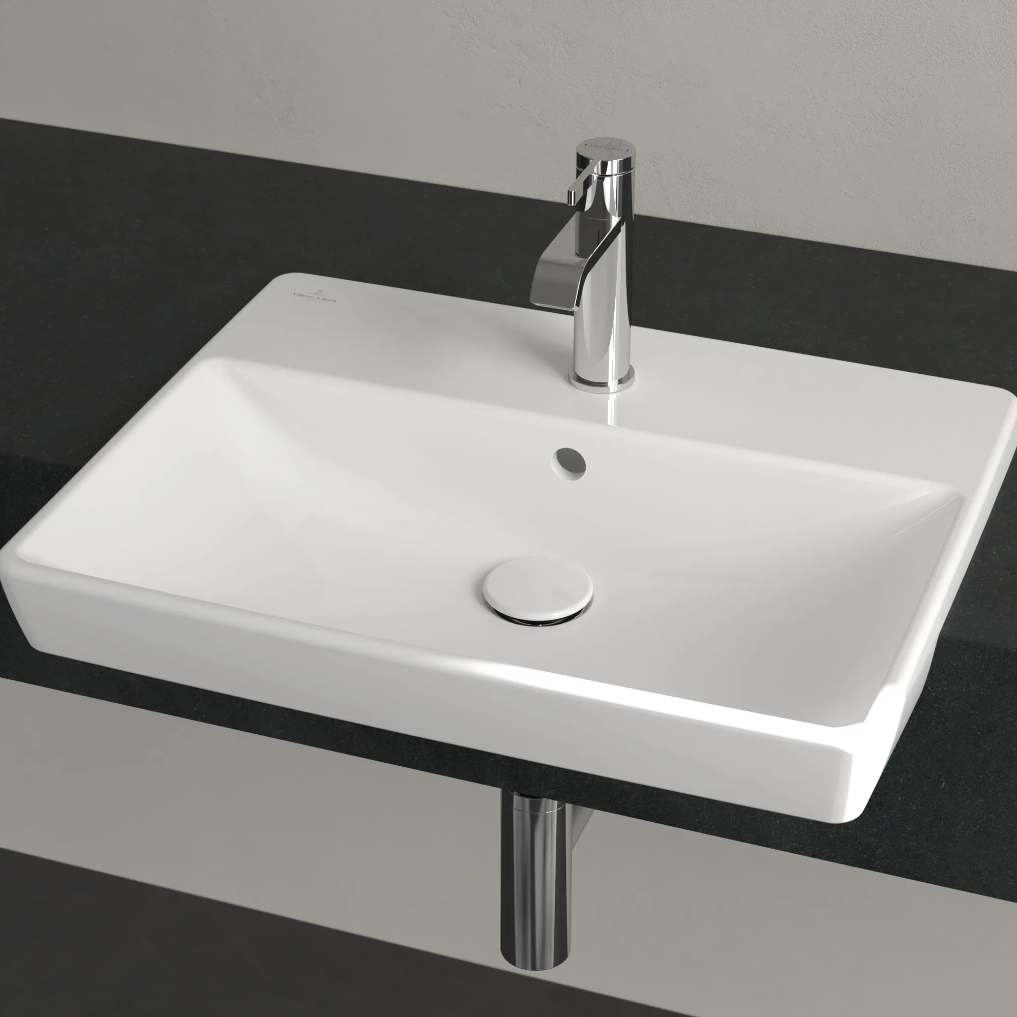 Villeroy & Boch Vorbauwaschbecken „Avento“ 550 × 440 × 145 mm, mit Hahnlochbohrung, Hahnlochposition mittig in Weiß Alpin Villeroy & Boch Vorbauwaschbecken „Avento“ 550 × 440 × 145 mm, mit Hahnlochbohrung, Hahnlochposition mittig in Weiß Alpin