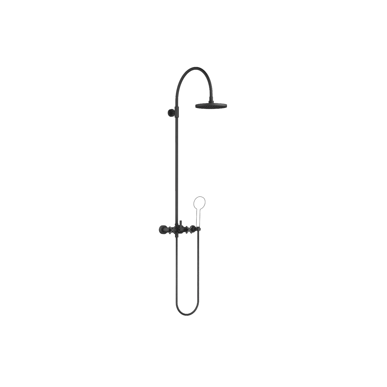 Dornbracht Tara Shower Pipe mit Brausebatterie ohne Handbrause FlowReduce 220 mm - Schwarz matt